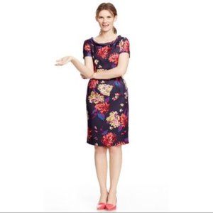 Boden Navy Blue Floral Print Silk Dress